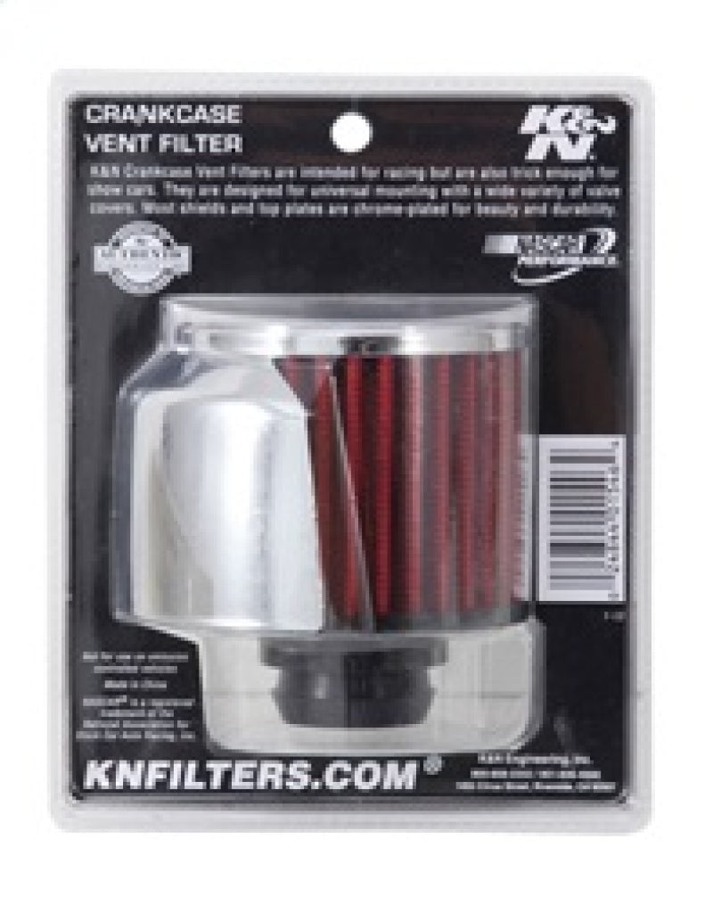 K&N Engineering 62-1516 Chrome Top Crankcase Vent Filter with Deflector Shield and 1-1/4 Inch Flange