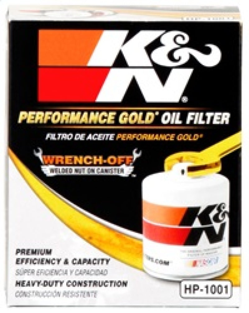 K&N Engineering Performance Gold Oil Filter for Chevy, Pontiac, GMC, and Buick - Part HP-1001