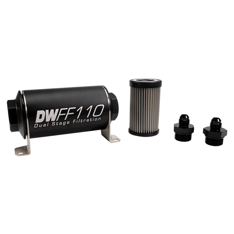 DeatschWerks Stainless Steel 6AN Inline Fuel Filter Housing Kit (110mm) - 5 Micron
