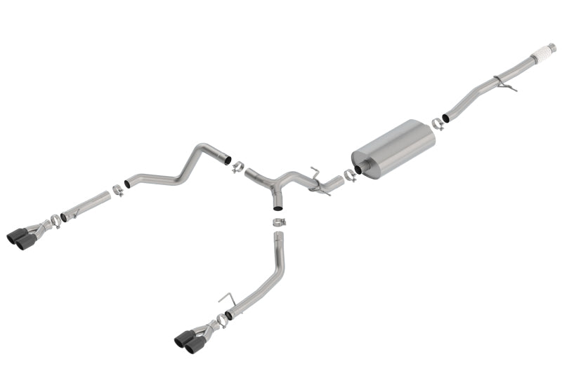 Borla Touring Cat-Back Exhaust System for 2019-2026 Chevrolet Silverado 1500 / GMC Sierra 1500 with 5.3L V8 - Dual 3.5" Tips, Black Chrome Finish