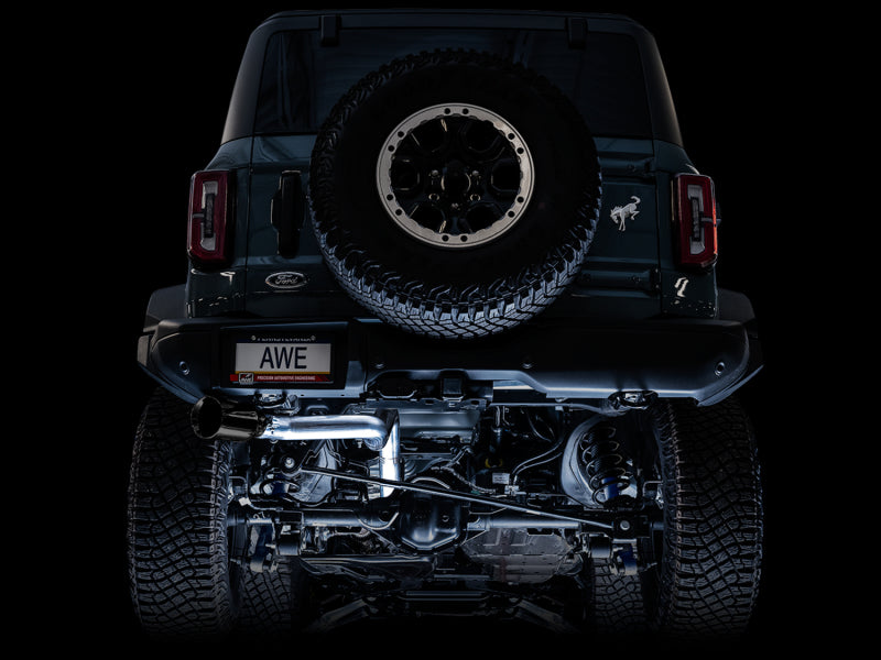 AWE Tuning 2021+ Ford Bronco 0FG Single Rear Exit Exhaust with Diamond Black Tip and BashGuard™