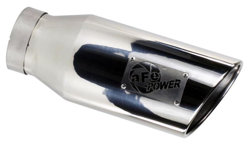 aFe Mach Force-Xp 3-inch Inlet x 4-inch Outlet Stainless Steel Clamp-On Exhaust Tip with Black Finish