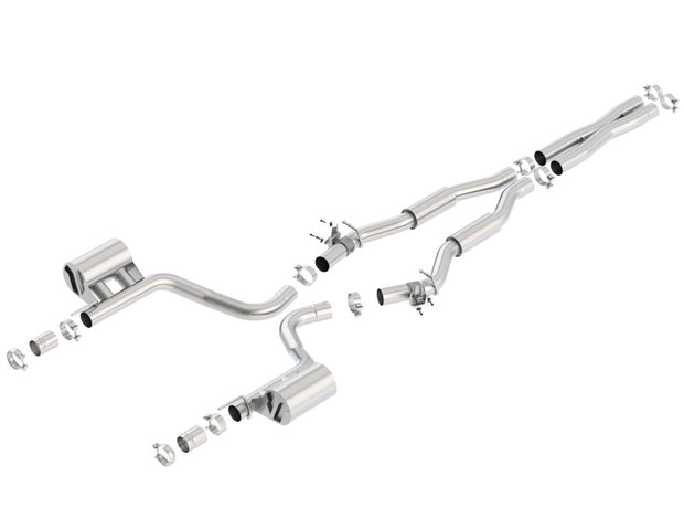 Borla S-Type Cat-Back Exhaust System for 2015-2022 Dodge Challenger Hellcat 6.2L V8 - No Tips, Factory Valance Use