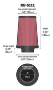 K&N Engineering Universal Rubber Air Filter Part RU-5111 for Automotive Applications