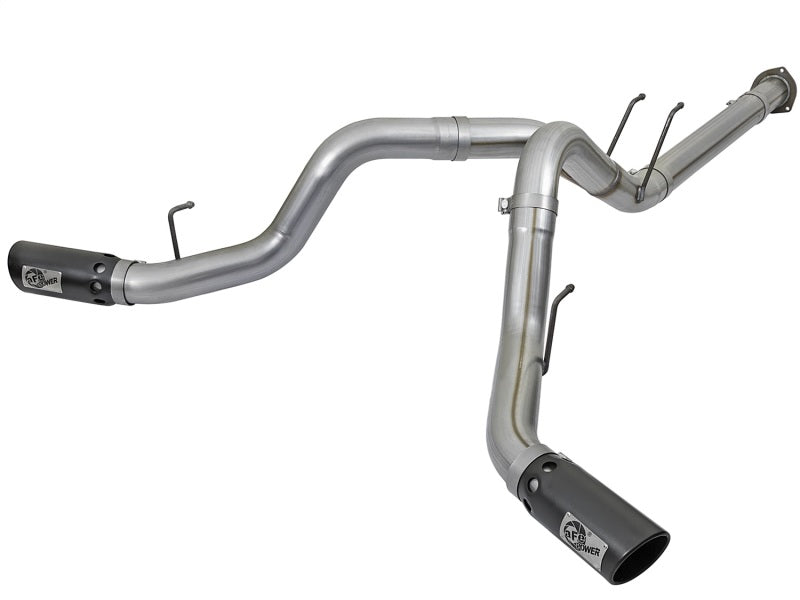 aFe Large Bore-HD 4-Inch Stainless Steel DPF-Back Exhaust System with Black Tips for 2017 Ford F-Series Diesel V8 6.7L