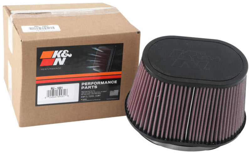 K&N Engineering Universal Rubber Air Filter – 6.25 x 4 Inch Oval with 7.375 x 5.5 Inch Base and 5 Inch Height