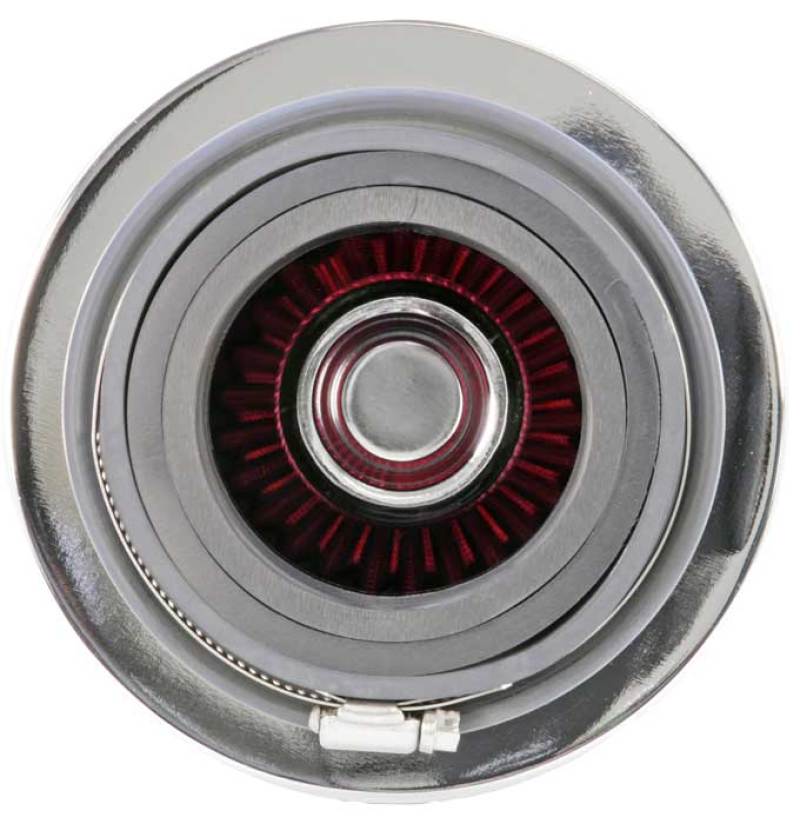 K&N Engineering Universal Air Filter Chrome Round Tapered - 4 Inch Flange ID, 1.125 Inch Flange Length, 5.5 Inch Height