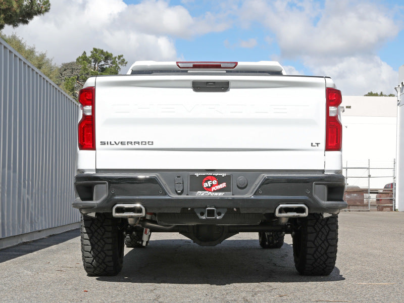 aFe Gemini XV 4-inch to Dual 3-inch 304 Stainless Steel Cat-Back Exhaust System with Cutout for GM Silverado/Sierra 1500 2019-2021