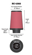 K&N Engineering Universal Chrome Air Filter Part RC-1060 – 1 15/16 inch Flange, 3 inch Base, 2 inch Top, 3 inch Height
