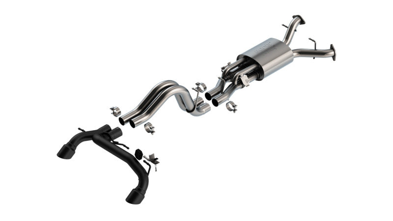 Borla ATAK Cat-Back Exhaust System for Ford Bronco Raptor 2022-2026 with 3.0L V6 Twin Turbo – Black Coated Tips