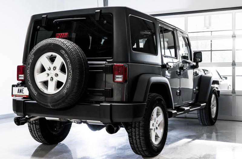 AWE Tuning Jeep Wrangler JK/JKU 3.6L Tread Edition Axle-Back Dual Exhaust with Diamond Black Tips
