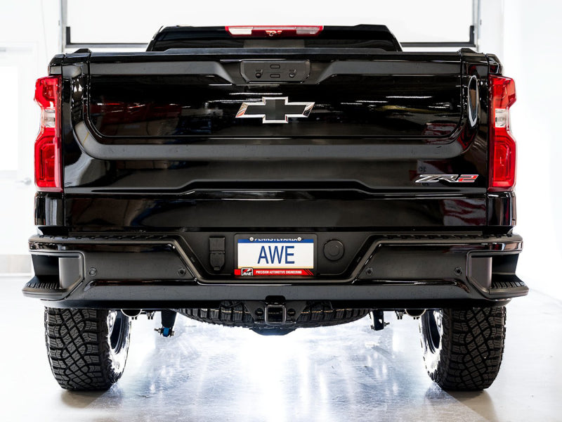 AWE Tuning 22-23 GMC Sierra 1500 AT4X 6.2L Dual Catback Exhaust with BashGuards – No Tips