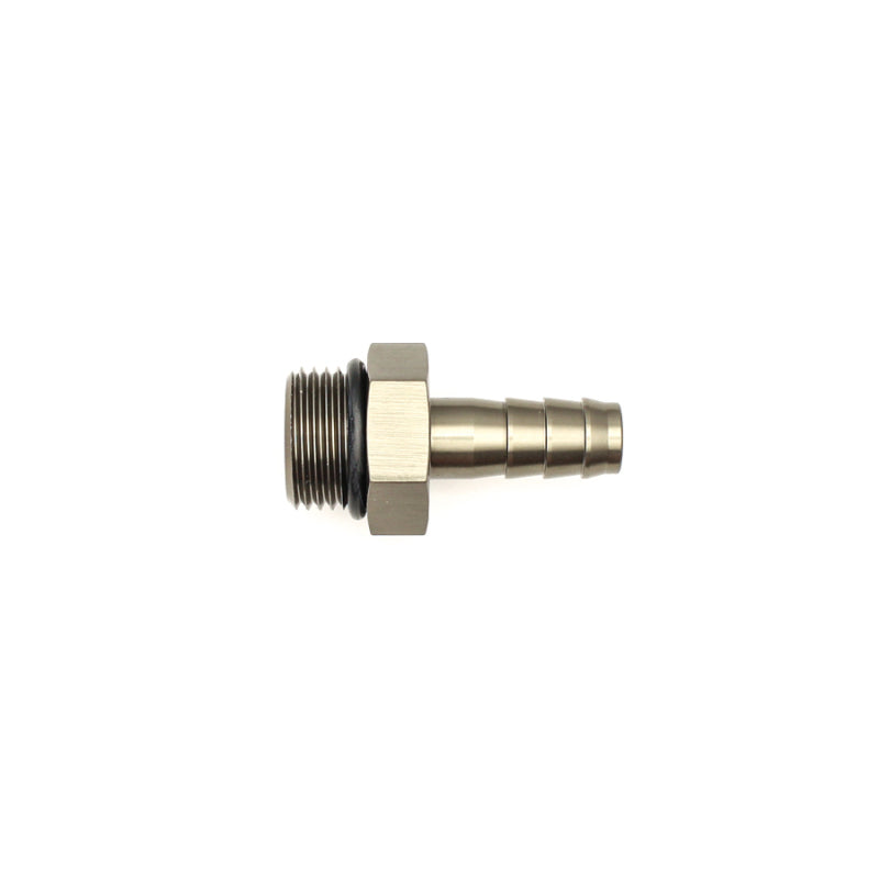 DeatschWerks 8AN ORB Male to 3/8 Inch Male Triple Barb Fitting with O-Ring – Anodized Titanium