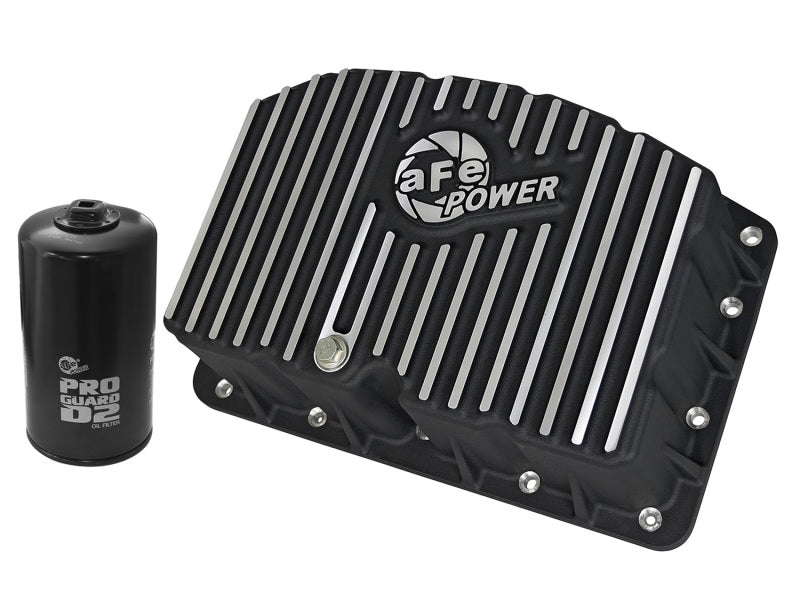 aFe Power Pro Series Engine Oil Pan for Ford Super Duty F-250/F-350 with 6.7L Power Stroke Diesel – Black with Machined Fins