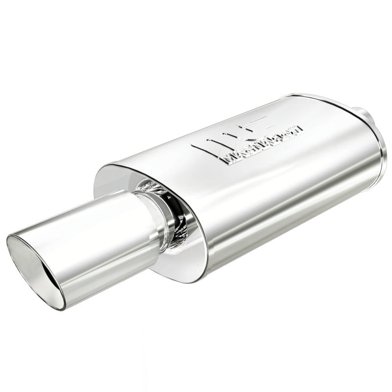 MagnaFlow Performance Exhaust Muffler 14851 with Integrated Welded Tip – 2.25/4 inch Center/Center, Stainless Steel