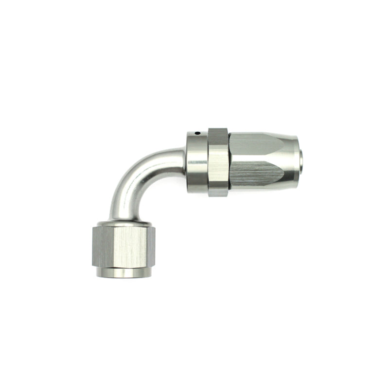 DeatschWerks 8AN Female Swivel 90-Degree Hose End CPE - Anodized DW Titanium