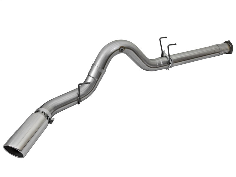 aFe Large Bore HD 5-Inch Stainless Steel DPF-Back Exhaust System with Polished Tip for 2017 Ford Diesel Trucks V8 6.7L (Part #49-43090-P)