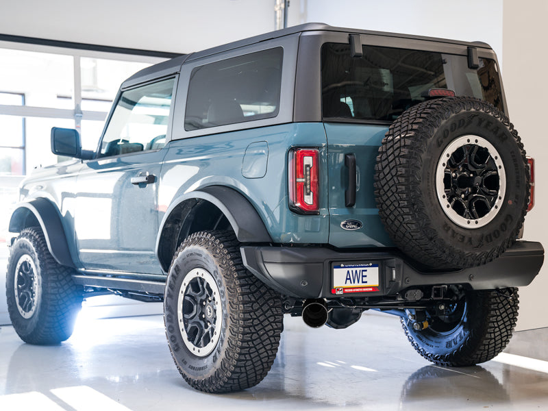 AWE Tuning 2021+ Ford Bronco 0FG Single Rear Exit Exhaust with Diamond Black Tip and BashGuard™