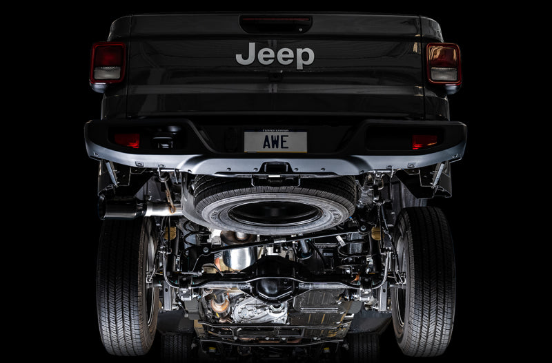 AWE Tuning Jeep Gladiator JT 3.6L Tread Edition Cat-Back Exhaust with Diamond Black Tips