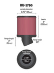 K&N Engineering Universal Rubber Round Straight Air Filter Part RU-1750 – 20° Angled, 2-7/16 Inch Flange, 3-3/4 Inch Outer Diameter, 4 Inch Height