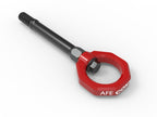 aFe CONTROL Front Tow Hook for Chevrolet Corvette C8 (2020-2026) Red - CNC Machined 4130 Steel with Vibra-tite Threadlocker