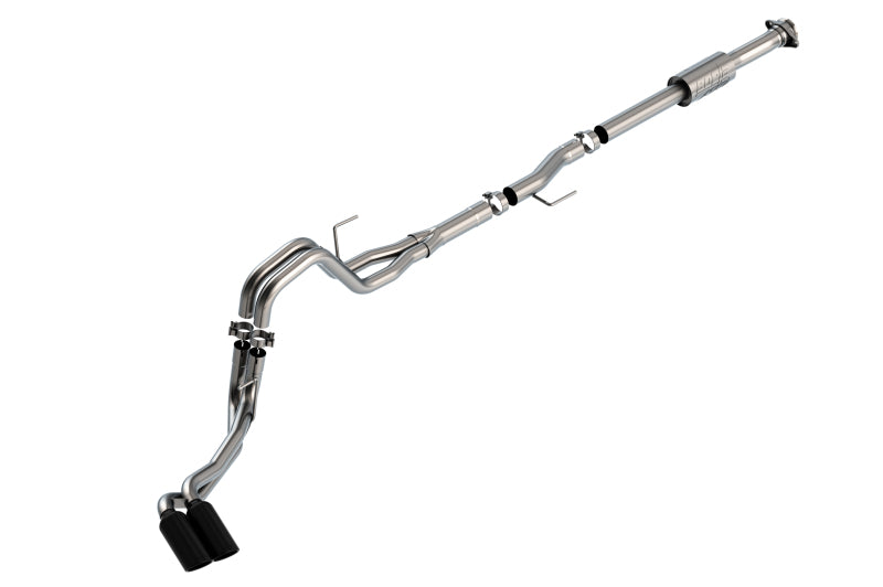 Borla F-150 2021-2022 3-Inch into Dual 2.25-Inch ATAK Cat-Back Exhaust System with Black Chrome Tips - Part #140872BC