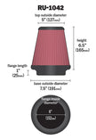 K&N Engineering Universal Clamp-On Air Filter 6 inch Flange / 7-1/2 inch Body / 5 inch Top / 6-1/2 inch Height