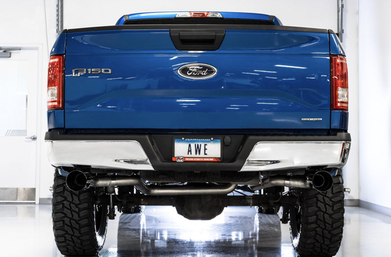 AWE Tuning 2015+ Ford F-150 0FG Dual Exit Performance Exhaust System with 5-Inch Diamond Black Tips