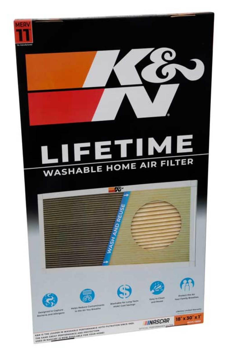 K&N HVAC Filter 18 x 30 x 1 - Reusable Washable Pleated Synthetic Air Filter for Home HVAC Systems