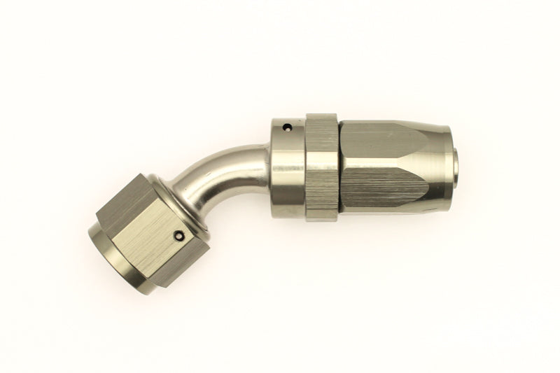 DeatschWerks 8AN Female Swivel 45-Degree Hose End CPE - Titanium Anodized