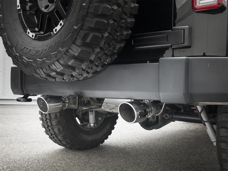 aFe Rebel Series 2.5-inch Stainless Steel Axle-Back Exhaust with Polished Tips for Jeep Wrangler (2007-2018) - V6 3.6L/3.8L