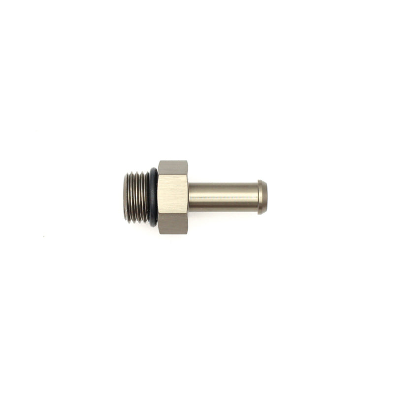 DeatschWerks 6AN ORB Male to 5/16 Inch Barb Fitting with O-Ring - Titanium