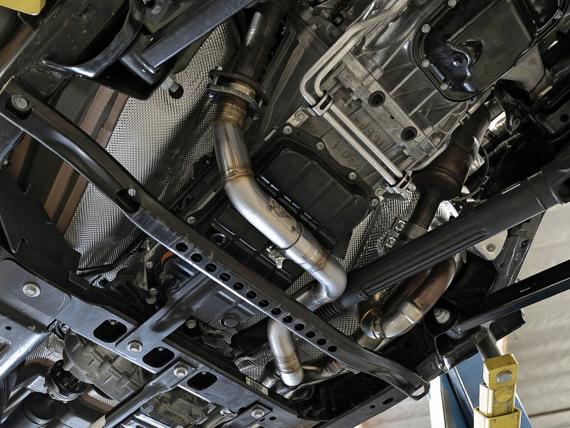 aFe Power Twisted Steel Y-Pipe 2-1/4 Inch to 2-1/2 Inch 409 Stainless Steel for Jeep Wrangler JL & Gladiator JT V6-3.6L