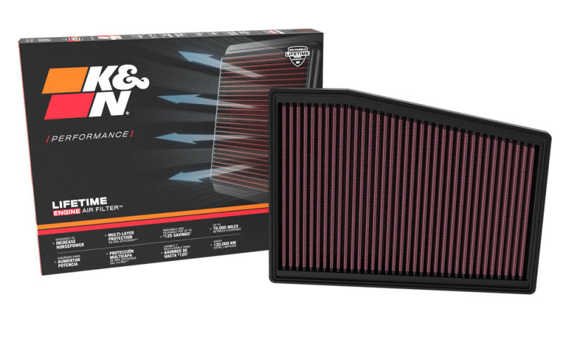 K&N Engineering 33-5128 High-Flow Replacement Air Filter for Cadillac CT5 V8-6.4L