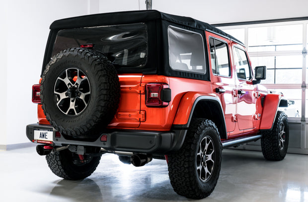 AWE Tuning 2018+ Jeep Wrangler JL/JLU Tread Edition Axle-Back Dual Exhaust with Diamond Black Tips