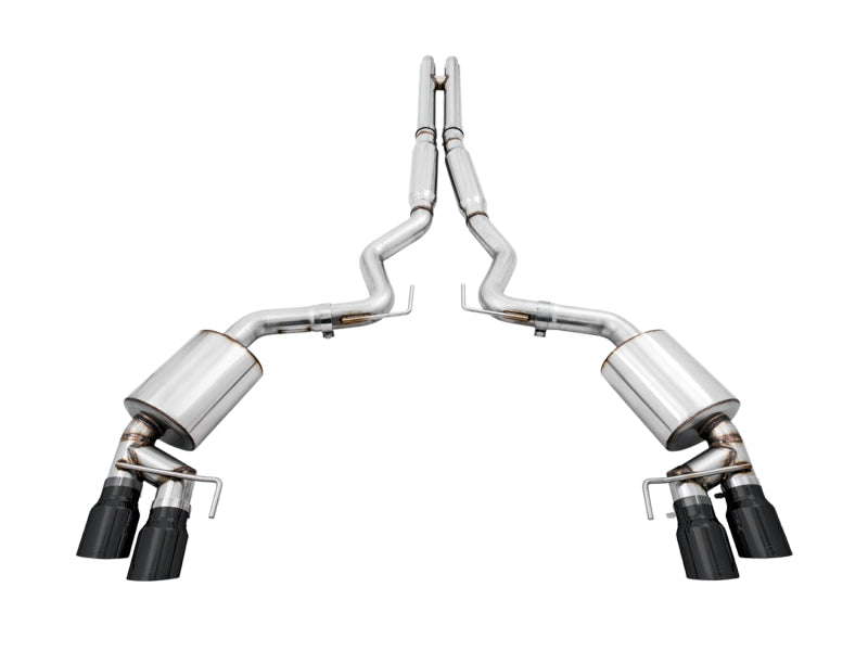 AWE Tuning Touring Edition Cat-Back Exhaust for 2018-2023 Ford Mustang GT - Quad Diamond Black Tips