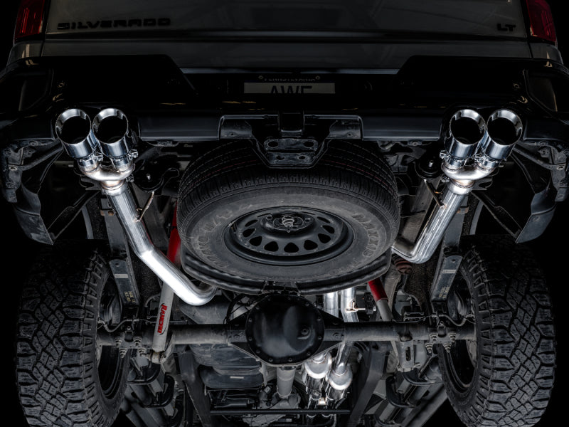 AWE Tuning 4th Gen GM Silverado/Sierra 6.2L Cat-Back Exhaust with Quad Chrome Tips — Part Number 3015-42203