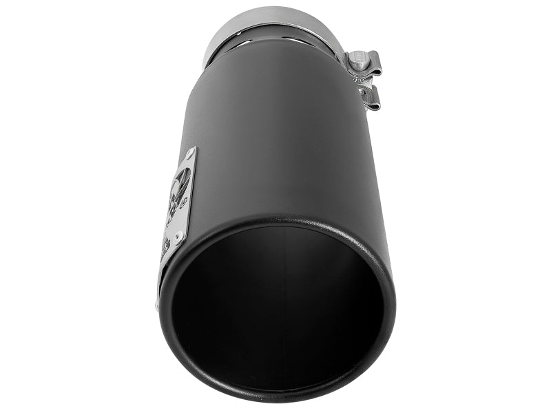 aFe Power SATURN 4S 4-inch Black Intercooled Exhaust Tip with Laser-Cut Logo