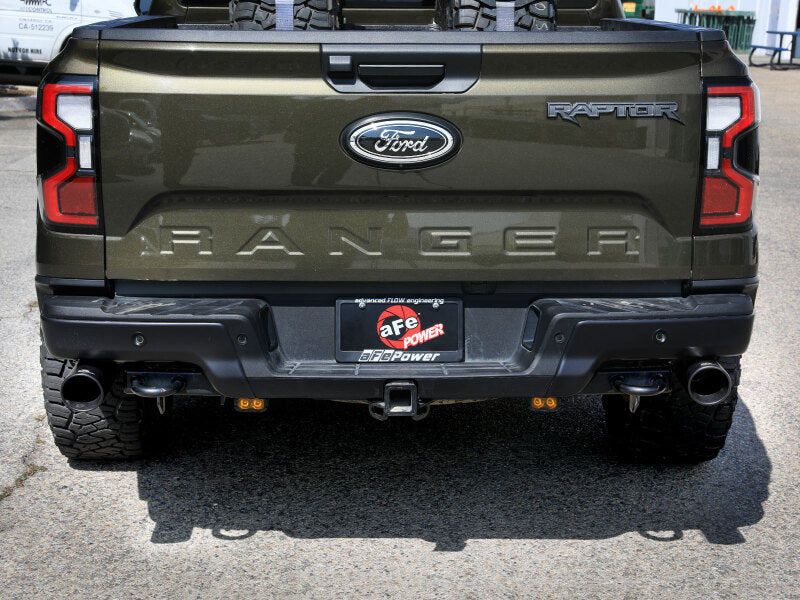 aFe Vulcan Series 3-Inch Stainless Steel Cat-Back Exhaust System with Black Tips for Ford Ranger Raptor 24-26 V6-3.0L