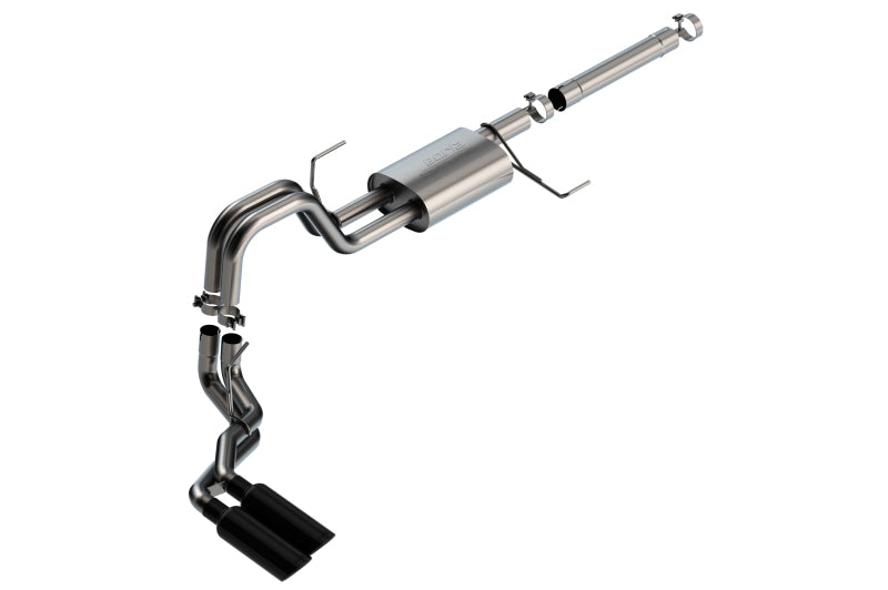 Borla 21-22 Ford F-150 PowerBoost 3.5L V6 Dual Cat-Back Exhaust System with Black Chrome Tips