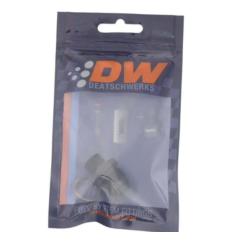 DeatschWerks 8AN Male Flare to M14 x 1.5 Male Metric Adapter with Washer - Anodized Matte Black
