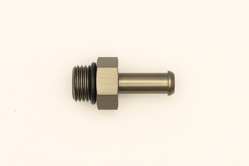 DeatschWerks 6AN ORB Male to 5/16 Inch Barb Fitting with O-Ring - Titanium