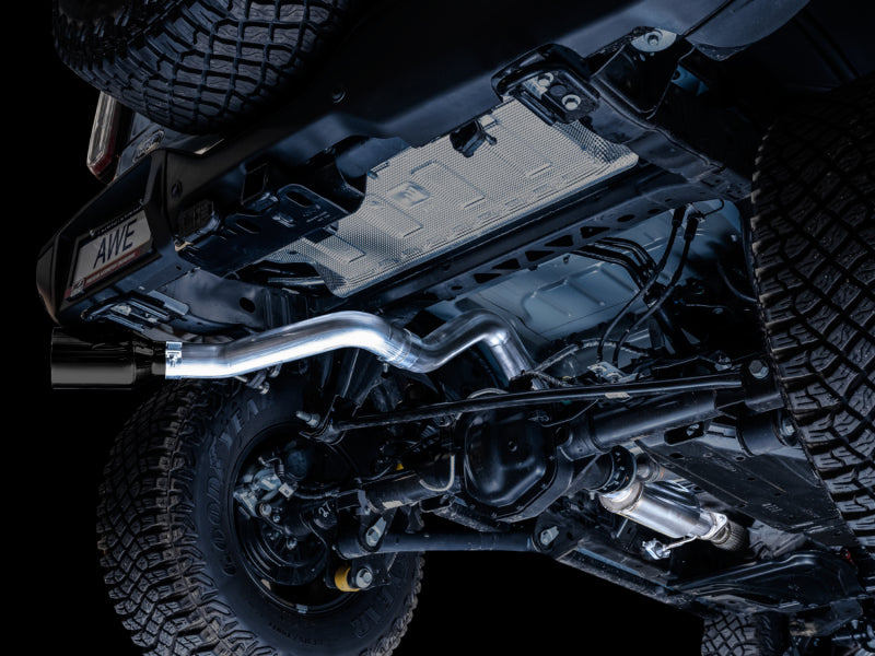 AWE Tuning 2021+ Ford Bronco 0FG Single Rear Exit Exhaust with Diamond Black Tip and BashGuard™