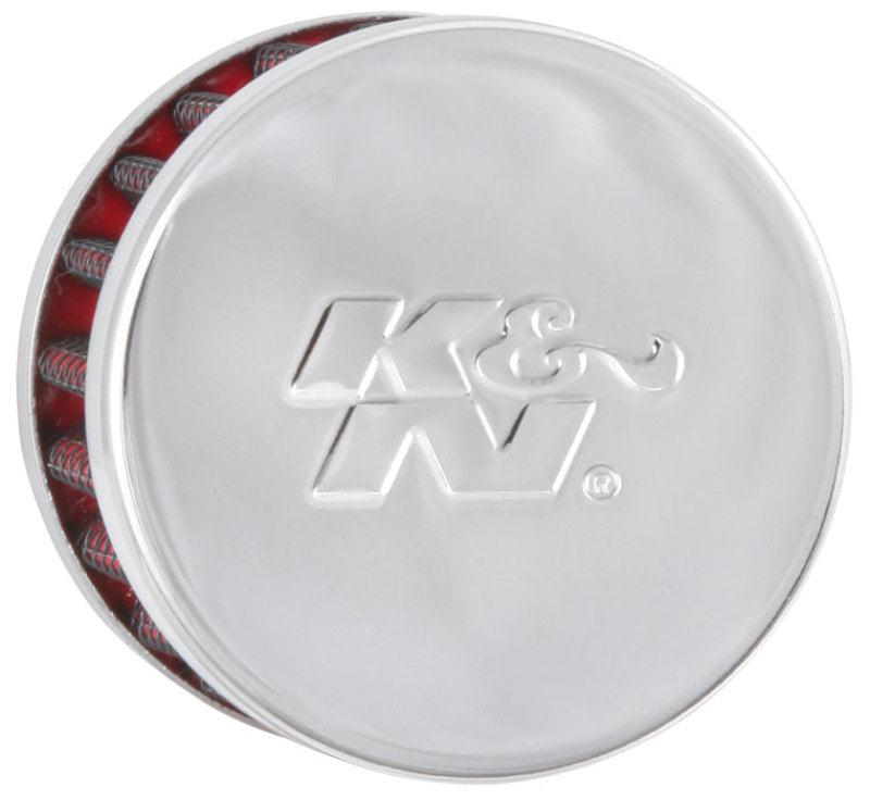 K&N Engineering 62-1015 Chrome Crankcase Vent Filter with Steel Base and Top, 1/2 Inch Diameter Tube