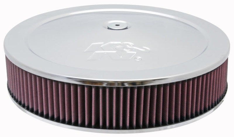 K&N Engineering Round Air Filter Assembly Part 60-1430 – 12 Inch ID, Chrome Stainless Steel