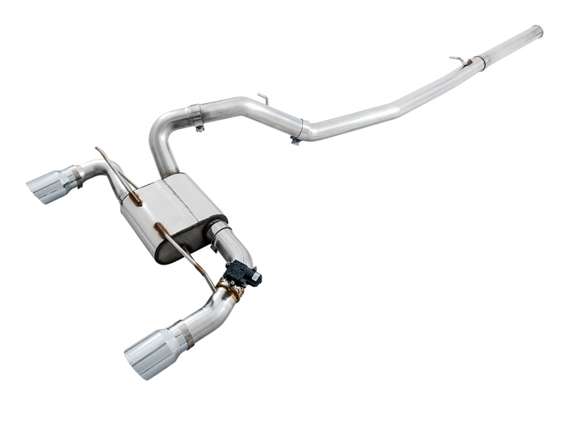 AWE Tuning Ford Focus RS SwitchPath Cat-Back Exhaust with Remote - Chrome Silver Tips