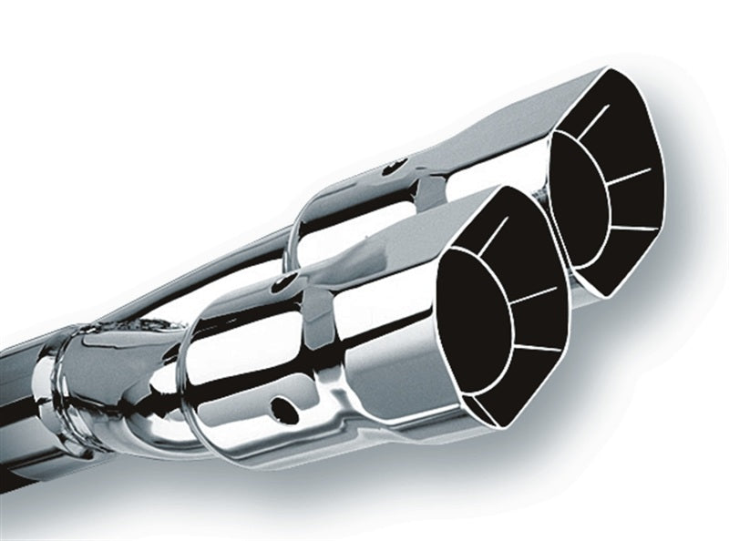 Borla Universal Polished Dual Square Angle-Cut Exhaust Tip - 2.5 Inch Inlet, 2.88 x 3.38 Inch Outlet