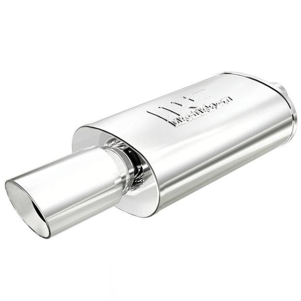 MagnaFlow Performance Exhaust Muffler 14829 with Welded Tip - Stainless Steel, 2.25/4 inch Center/Center