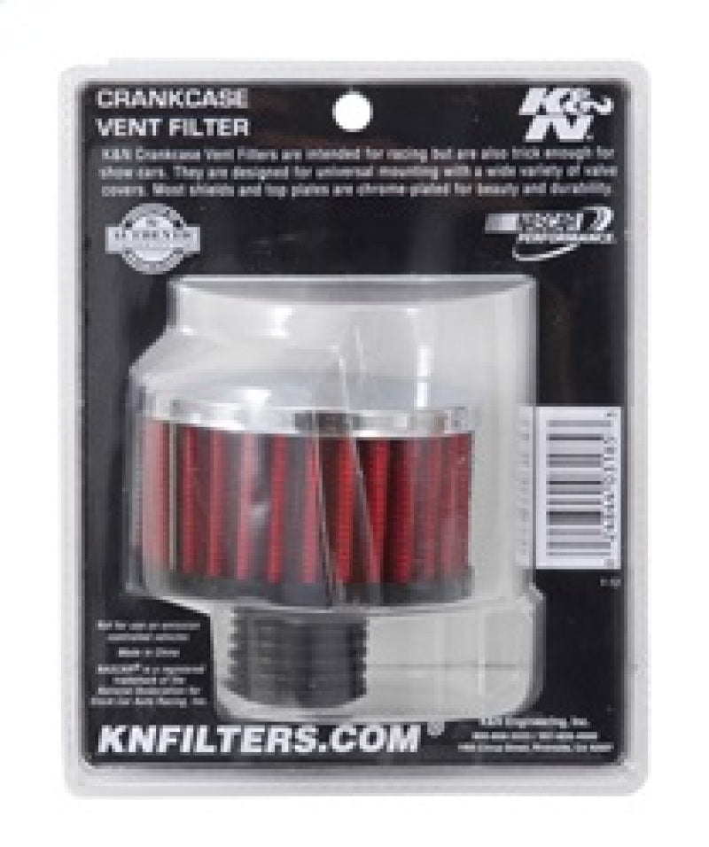 K&N Engineering 62-1495 Chrome Top Rubber Base Crankcase Vent Filter for Ford Valve Covers