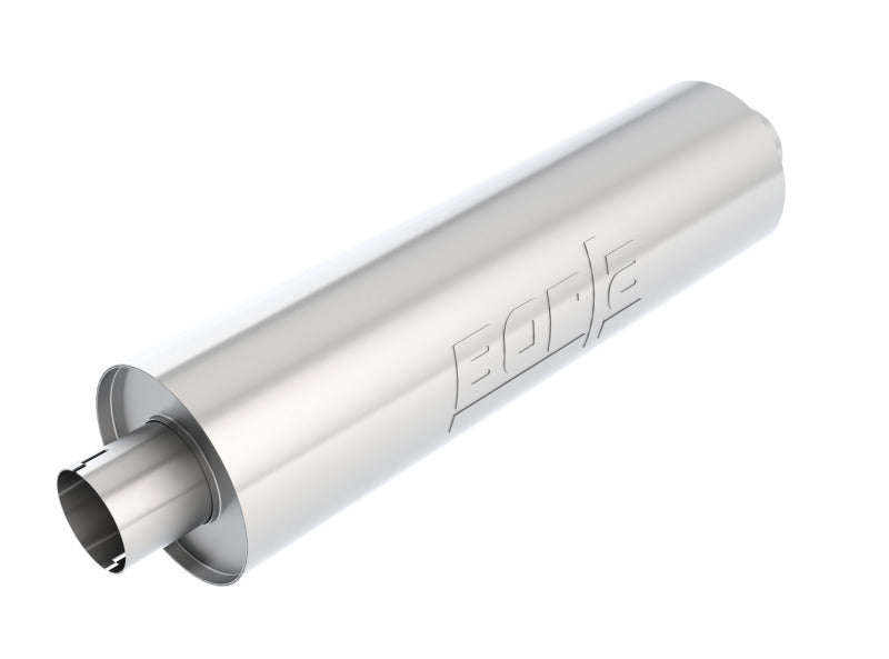 Borla Heavy Duty Truck Muffler - 3 Inch Center-Inlet/Outlet, 24-Inch Length, Notched Design